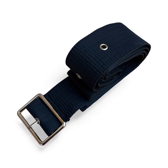 Women's Accent Fabric Belt Black w/Gold Hardware 45.5" Classic Accessory - Picture 2 of 3